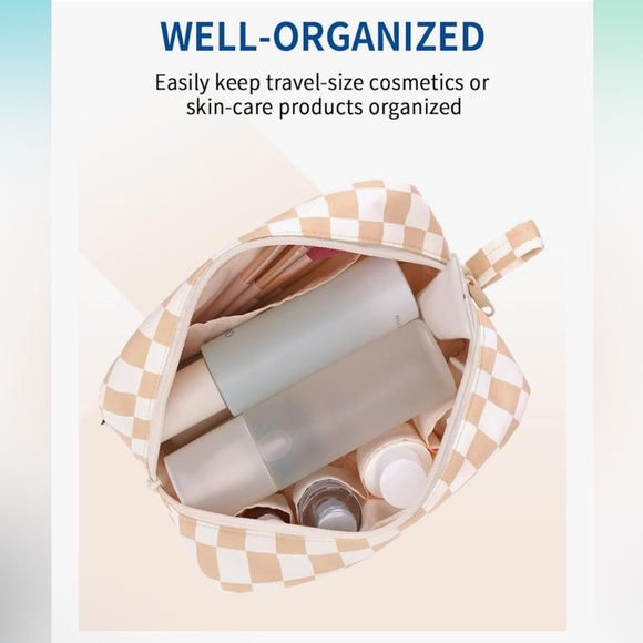 Checkered Makeup Bag –  (Large) *PICK YOUR COLOR* - Picture 4 of 6